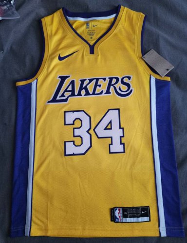 NBA 34 O'neal Lakers Maillot jaune imprimé